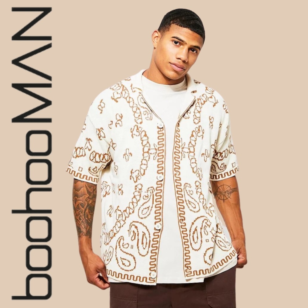 Boohoo Man Oversized Bandana Relaxed Cardigan